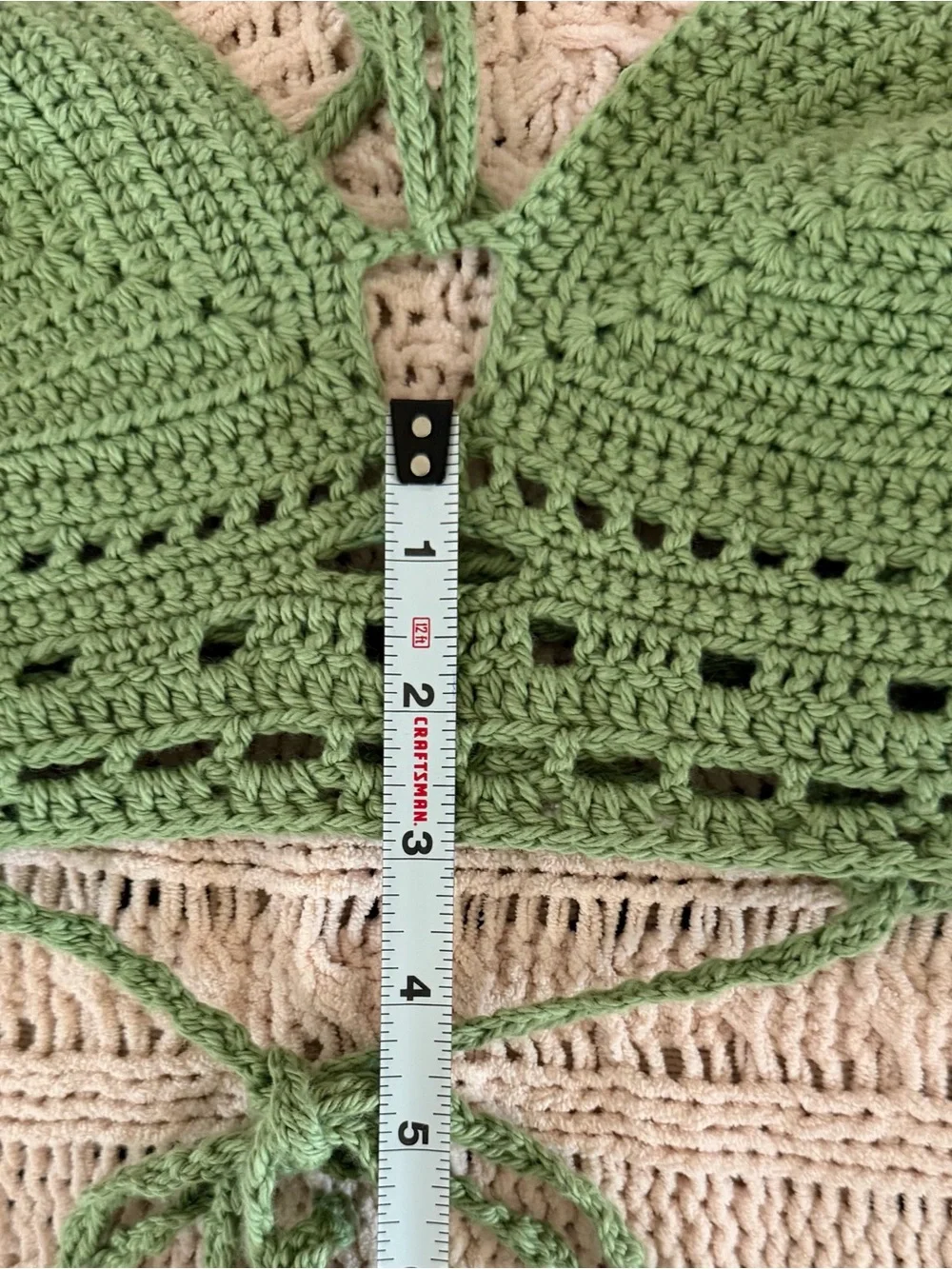 Handmade Crochet Halter Crop Top in Sage Green (Cotton Yarn)